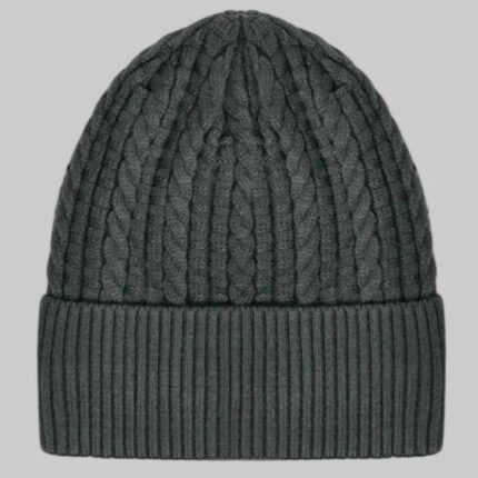 Classic Cable Knit Cuffed Beanie (Grey)