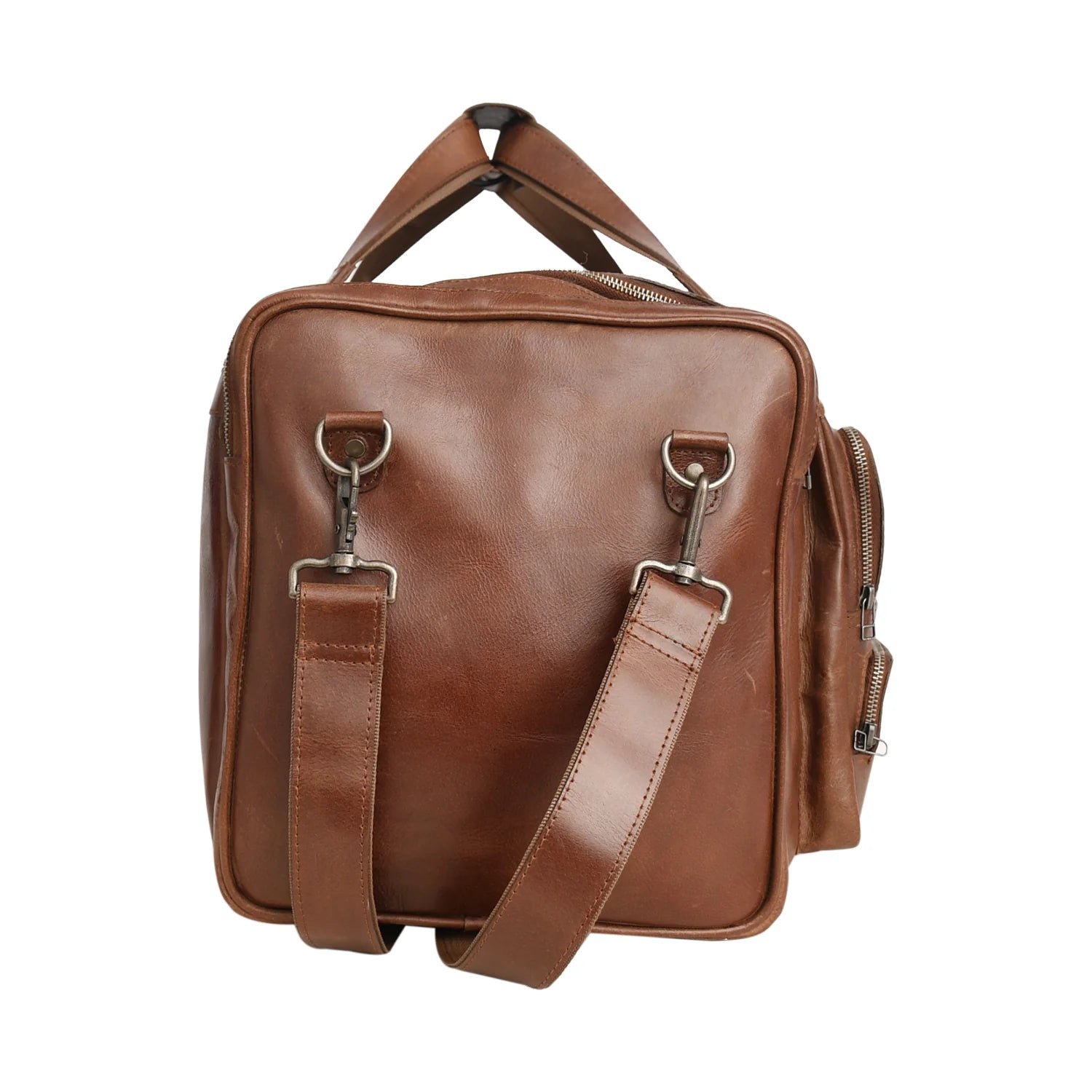 Large Capacity Leather Weekender Duffle Bag - Image 3