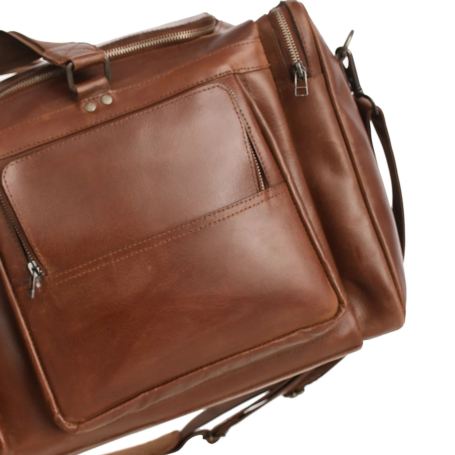 Large Capacity Leather Weekender Duffle Bag - Image 4