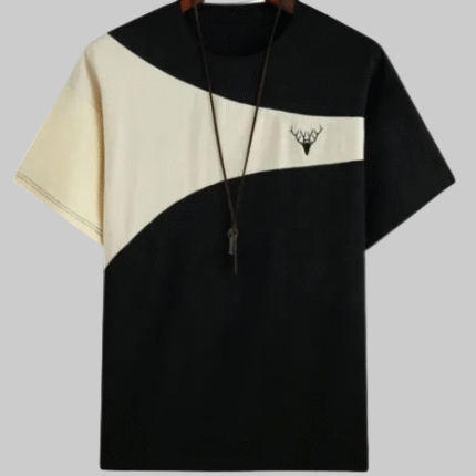 Gulposh Stag-Accent Asymmetric Lifestyle Tee