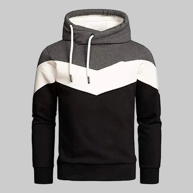Men’s V-Panel Tricolor High-Neck Hoodie