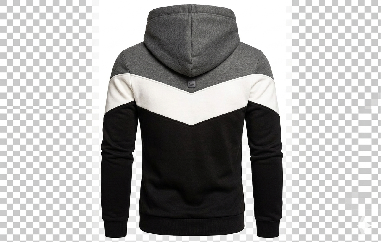 Men’s V-Panel Tricolor High-Neck Hoodie - Image 2
