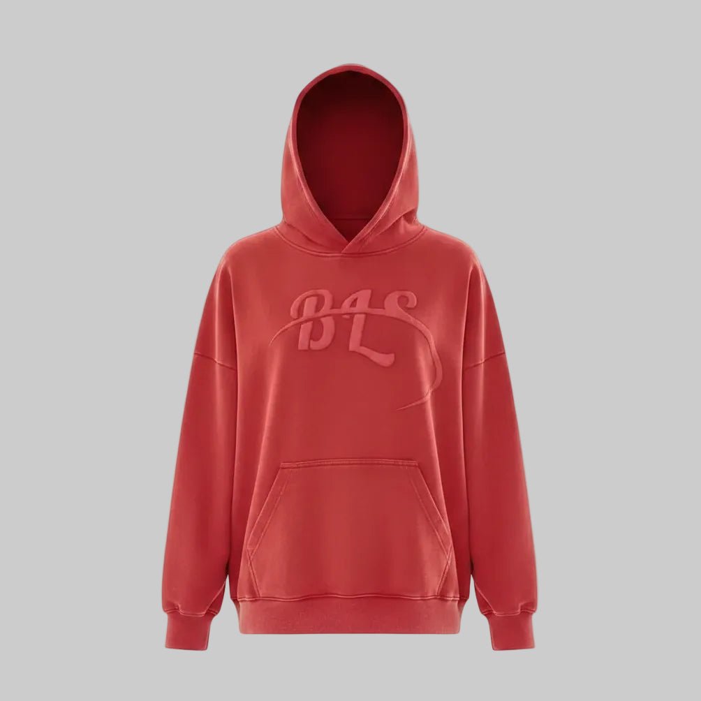 "BL" Signature Acid-Wash Embossed Hoodie