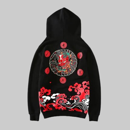 MenÃ¢â‚¬â„¢s Oni Soul "Great Wave" Embroidered Streetwear Hoodie