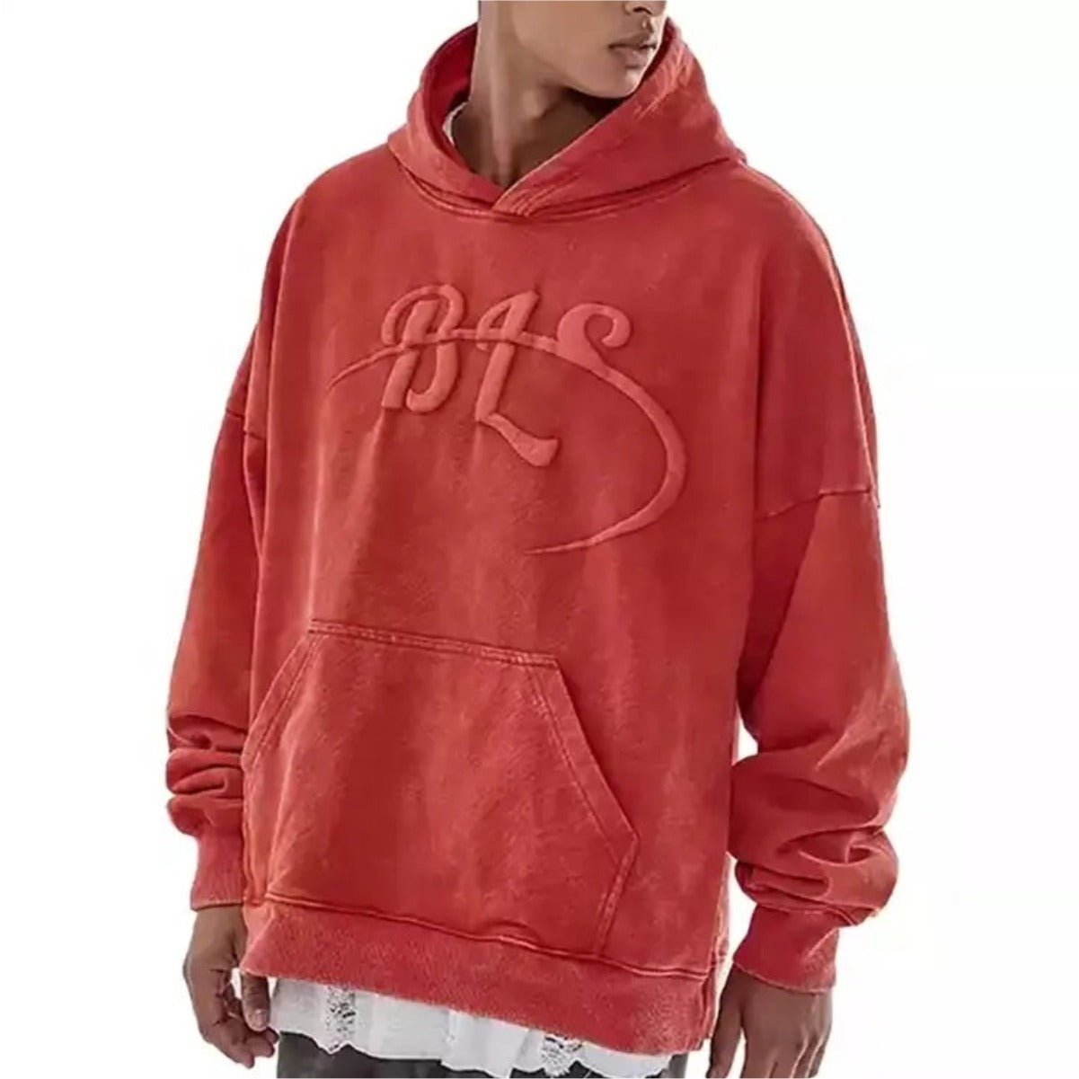"BL" Signature Acid-Wash Embossed Hoodie - Image 3
