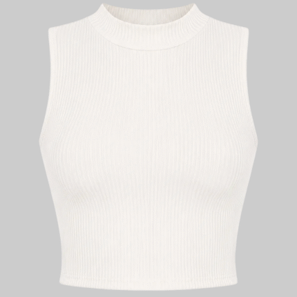 Women's Ribbed Mock Neck Sleeveless Crop Top