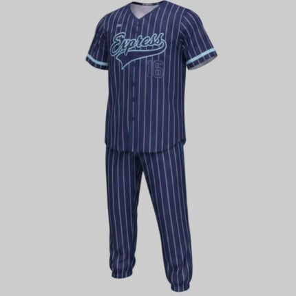 Professional Custom Pinstripe Baseball Uniform Set (V-Neck Jersey & Matching Pants)