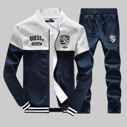 Men’s Navy & White Zipper Tracksuit