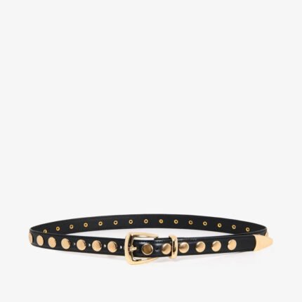 "Vanguard" Gold-Studded Leather Belt