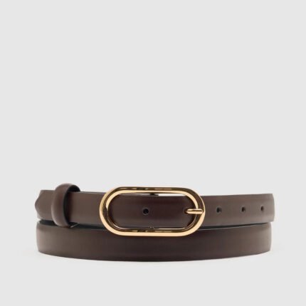 "Eclipse" Leather Dress Belt-Dark Chocolate