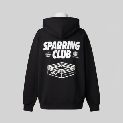 BOXRAW Sparring Club Oversized Fleece Hoodie (Washed Black / Charcoal Edition)