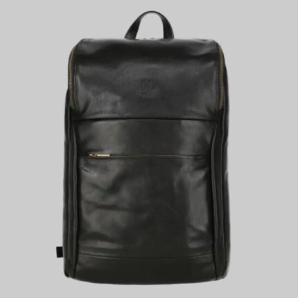 Urban Minimalist Roll-Over Leather Backpack (Stealth Black)