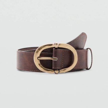 Vintage Oval Buckle Leather Belt (Antique Brass Edition)