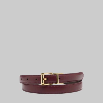 Women’s Slim Leather Dress Belt (Burgundy Edition)