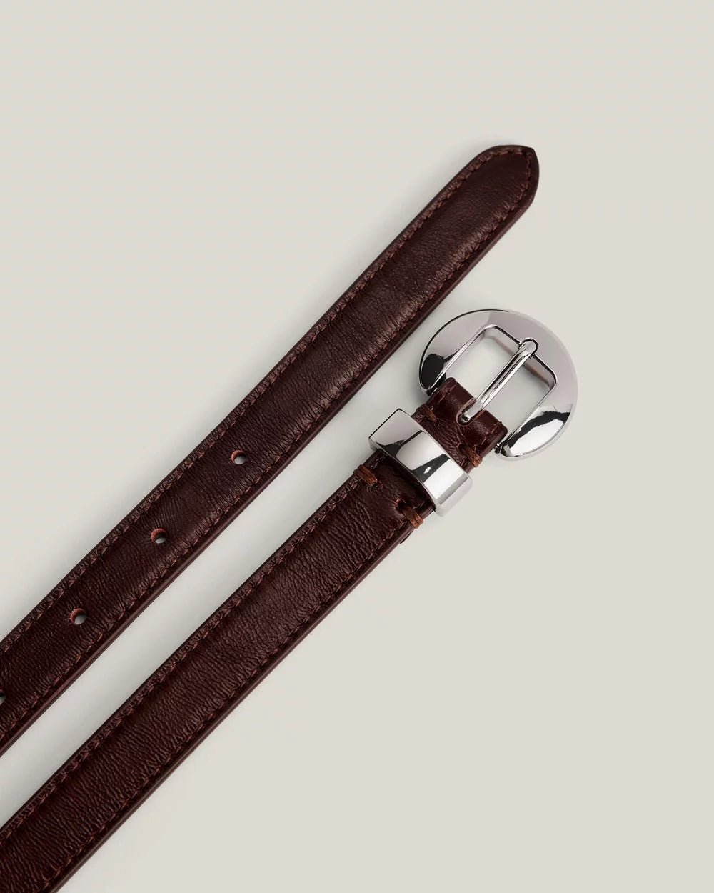 " Curved Buckle Leather Belt - Image 3
